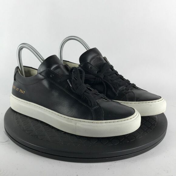 Common Projects Achilles Low Black/White Leather Shoes EU 37 Women’s Size 7 - Picture 3 of 11